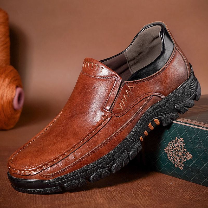 Chaussures De Randonnée Confortables En Cuir Véritable Antidérapantes À Semelle Souple Pour Hommes