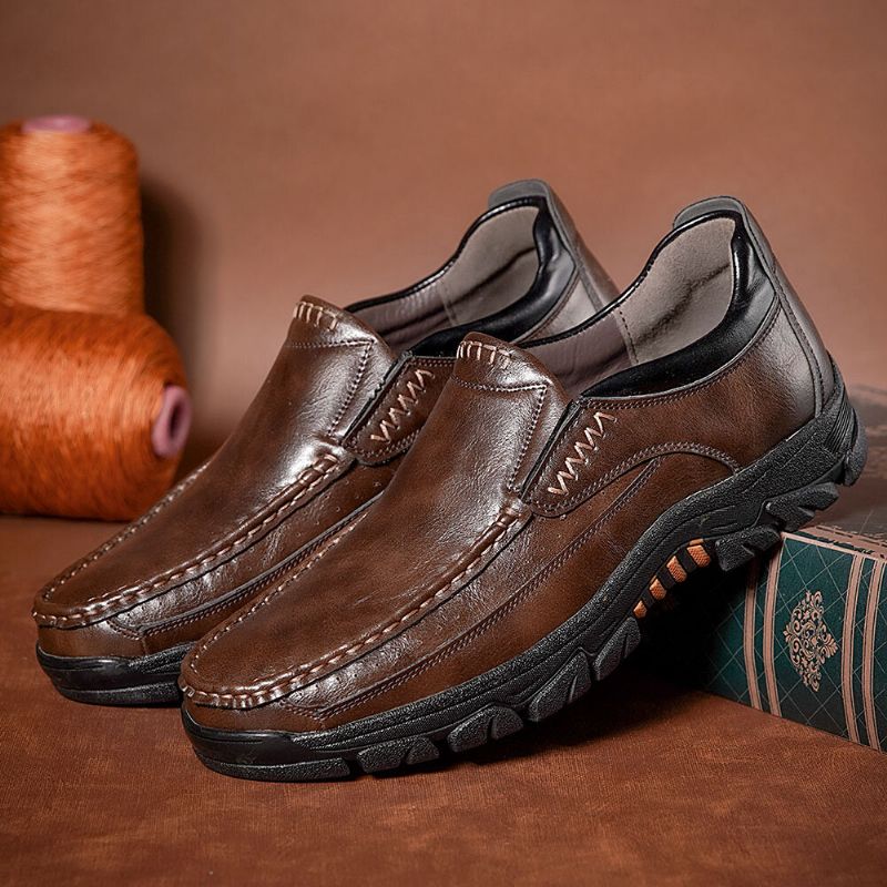 Chaussures De Randonnée Confortables En Cuir Véritable Antidérapantes À Semelle Souple Pour Hommes