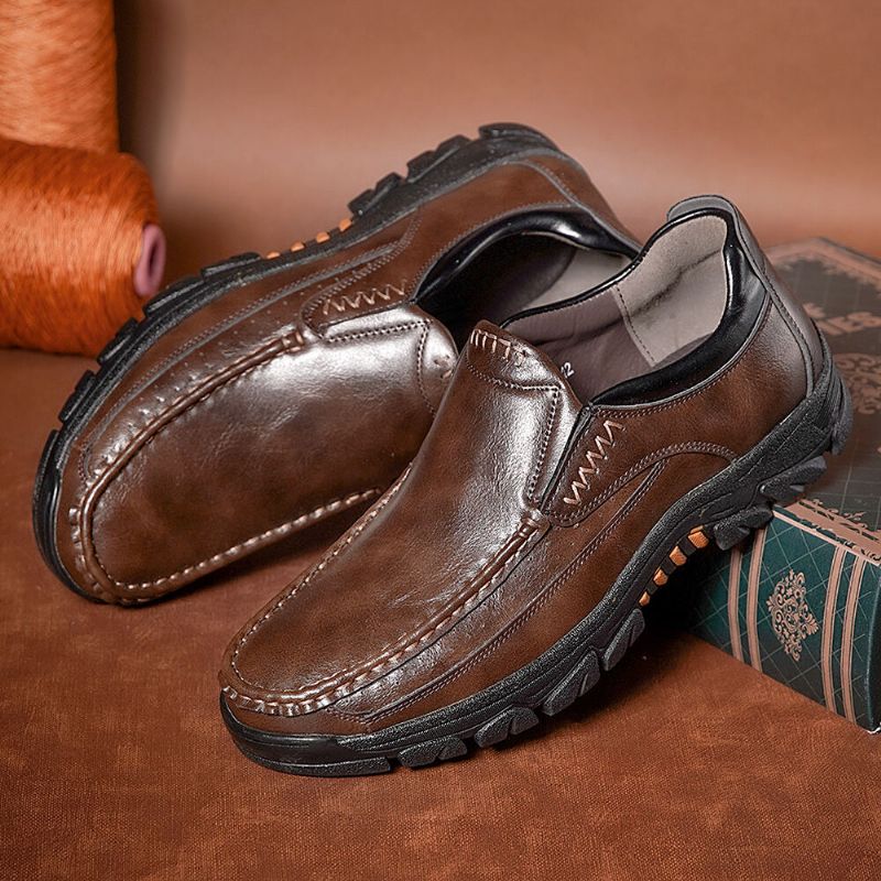 Chaussures De Randonnée Confortables En Cuir Véritable Antidérapantes À Semelle Souple Pour Hommes