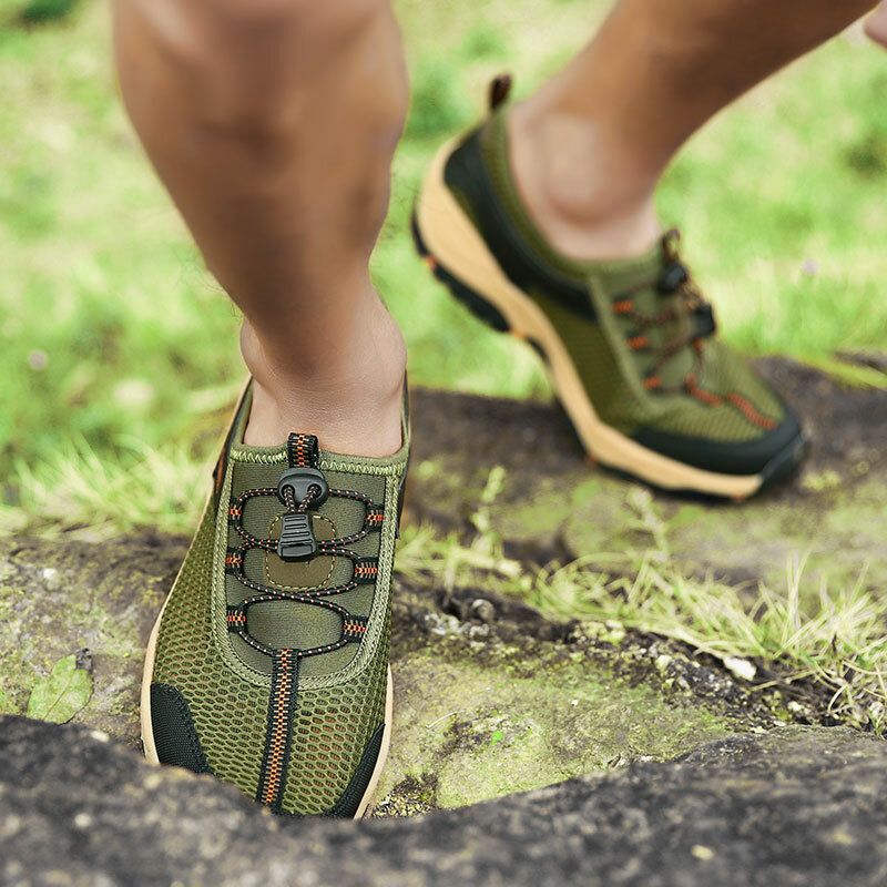 Chaussures De Randonnée En Plein Air Antidérapantes En Maille Élastique Respirante Pour Hommes