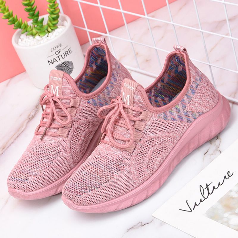 Chaussures De Sport De Marche À Lacets En Maille Pour Femmes