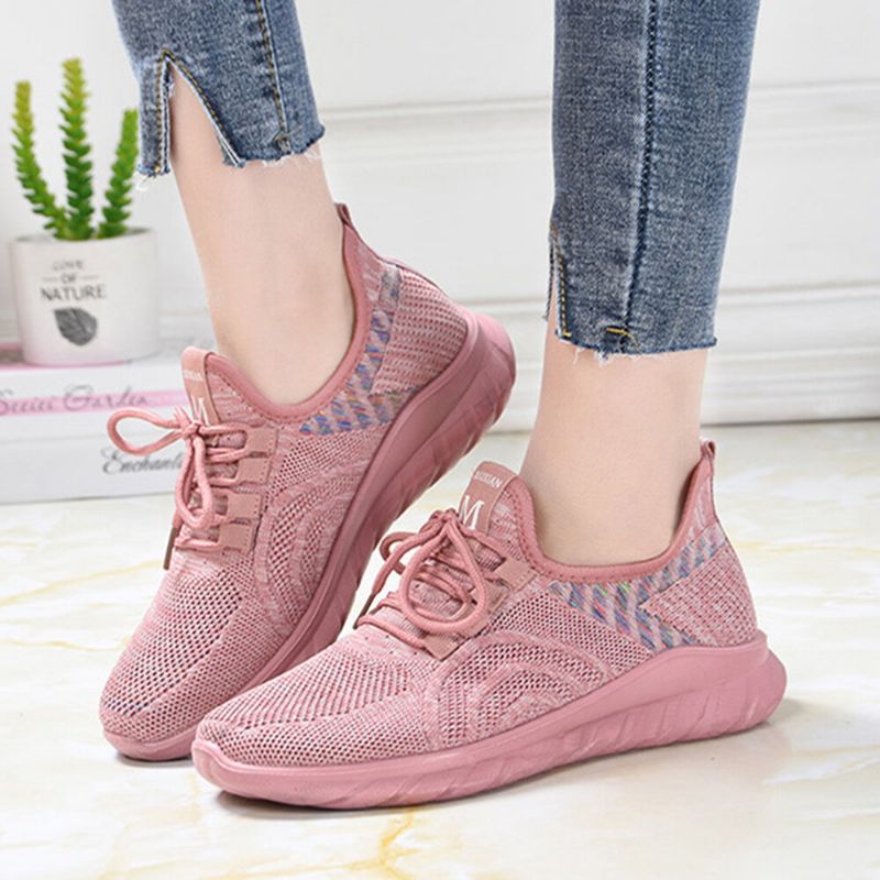 Chaussures De Sport De Marche À Lacets En Maille Pour Femmes