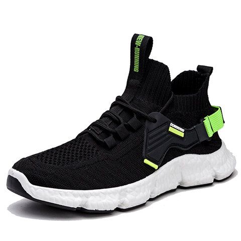 Chaussures De Sport De Marche En Tissu Tricoté Léger À Lacets Pour Hommes