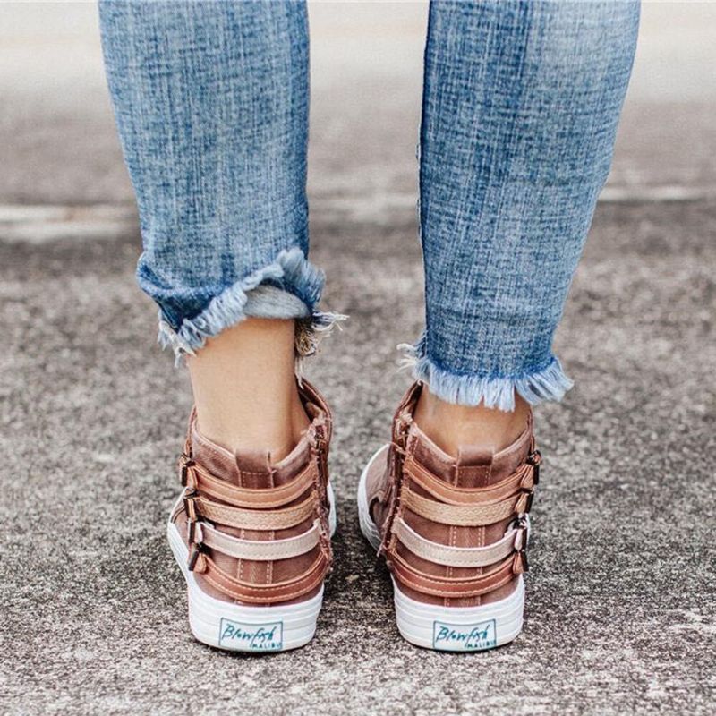 Chaussures En Toile Plates À Boucle Décontractée Pour Femmes De Grande Taille