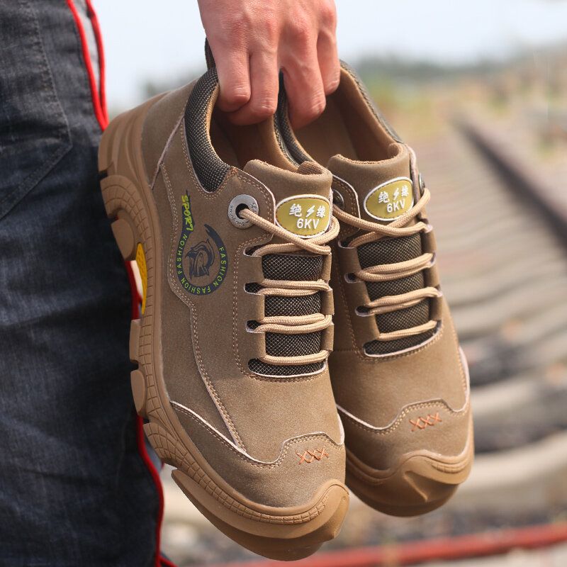 Chaussures De Travail Décontractées Antidérapantes En Cuir De Vachette Pour Hommes