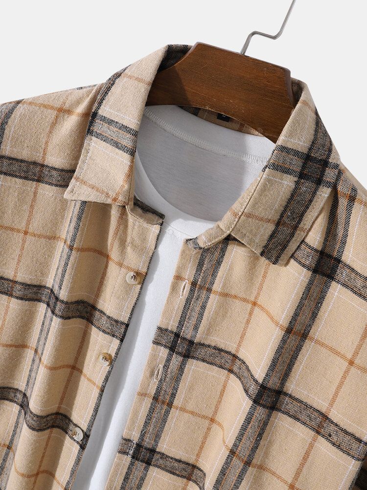 Chemise Boutonnée À Carreaux Beige Essentials Work Pour Hommes