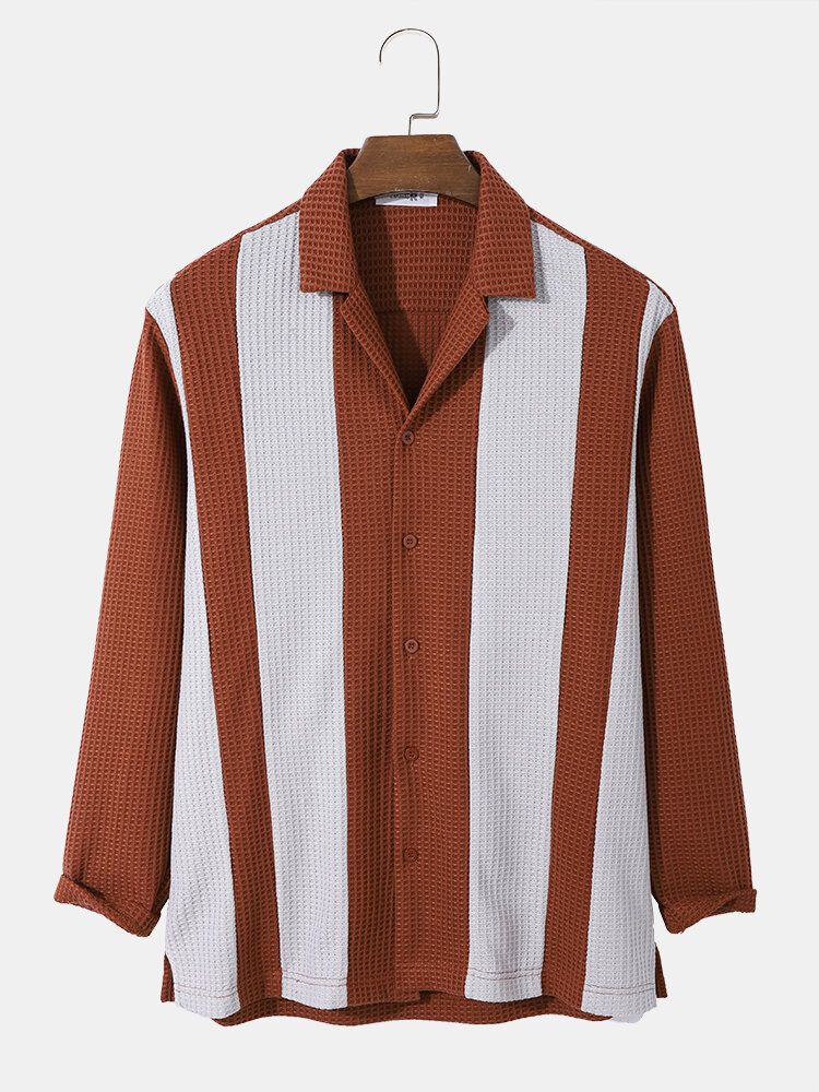 Chemise Boutonnée À Manches Longues À Rayures Vintage Pour Hommes