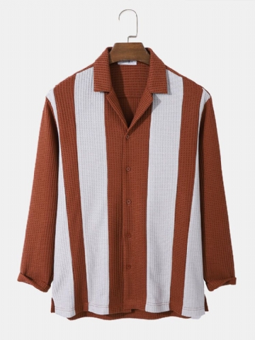 Chemise Boutonnée À Manches Longues À Rayures Vintage Pour Hommes