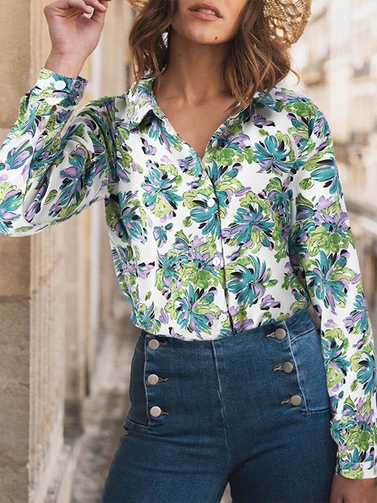 Chemise Boutonnée À Revers À Manches Longues Pour Femmes