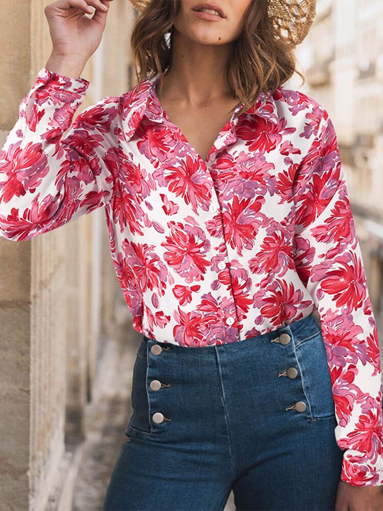 Chemise Boutonnée À Revers À Manches Longues Pour Femmes