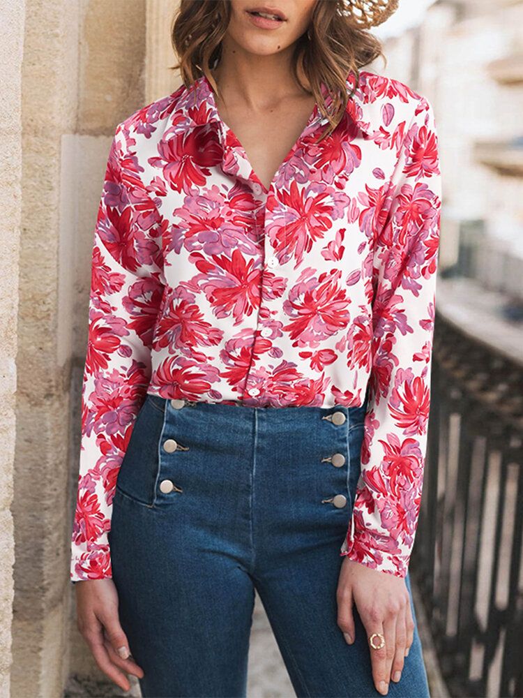 Chemise Boutonnée À Revers À Manches Longues Pour Femmes