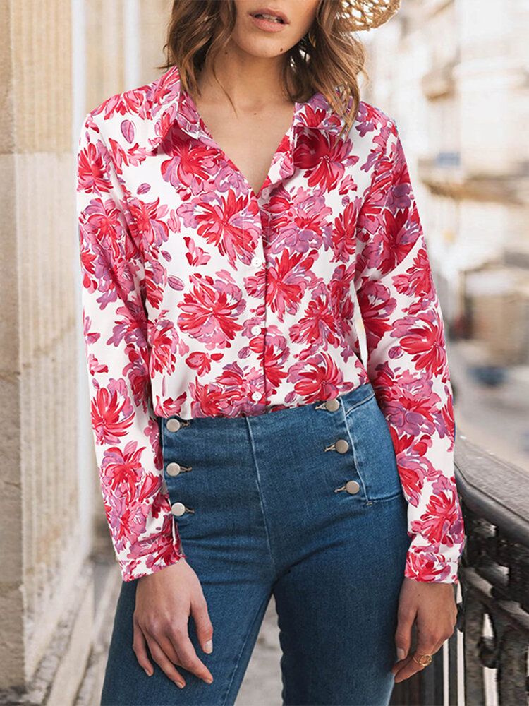 Chemise Boutonnée À Revers À Manches Longues Pour Femmes