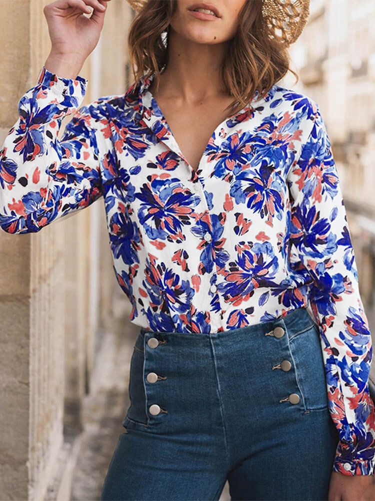 Chemise Boutonnée À Revers À Manches Longues Pour Femmes