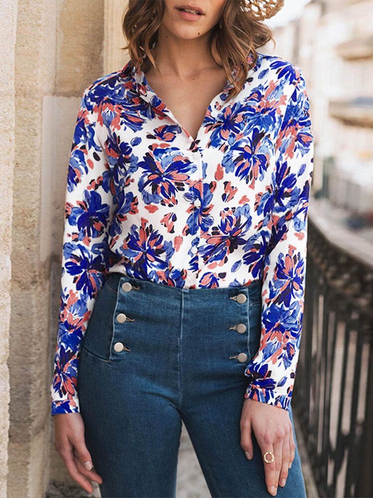 Chemise Boutonnée À Revers À Manches Longues Pour Femmes