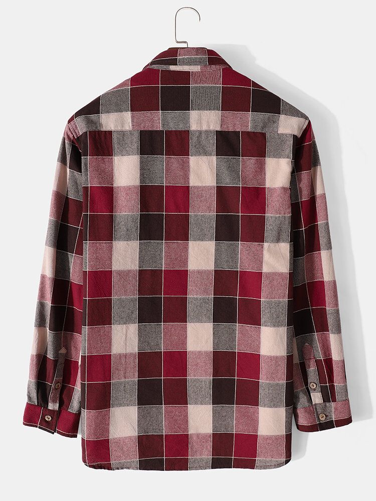 Chemise À Carreaux Rouge Vintage Décontractée 100 % Coton Pour Homme