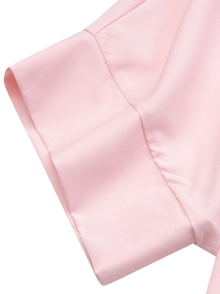 Chemise À Col À Revers À Manches Chauve-souris Et À Boutons Solides Pour Femmes