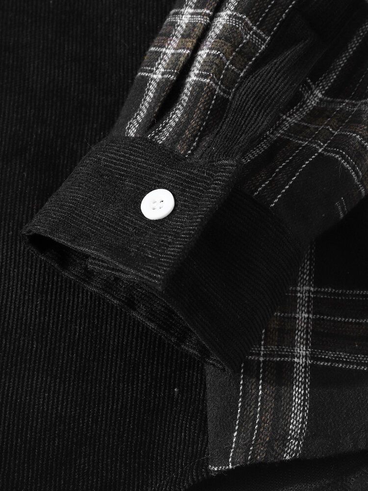 Chemise Décontractée Boutonnée À Carreaux En Velours Côtelé Pour Hommes