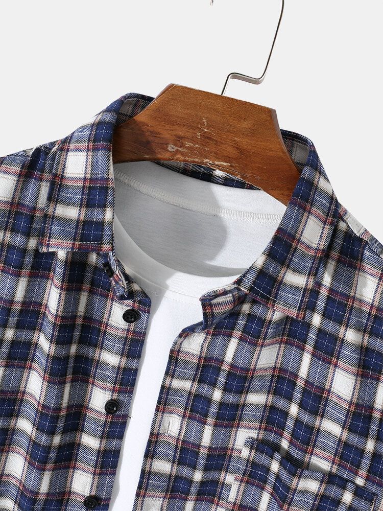 Chemise Décontractée À Carreaux À Manches Longues Pour Hommes