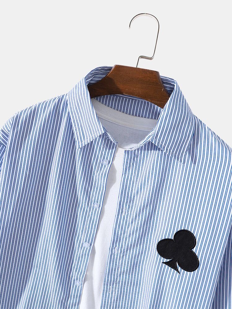 Chemise Décontractée À Ourlet Haut-bas Brodée Pour Club De Poker Coréen Pour Hommes