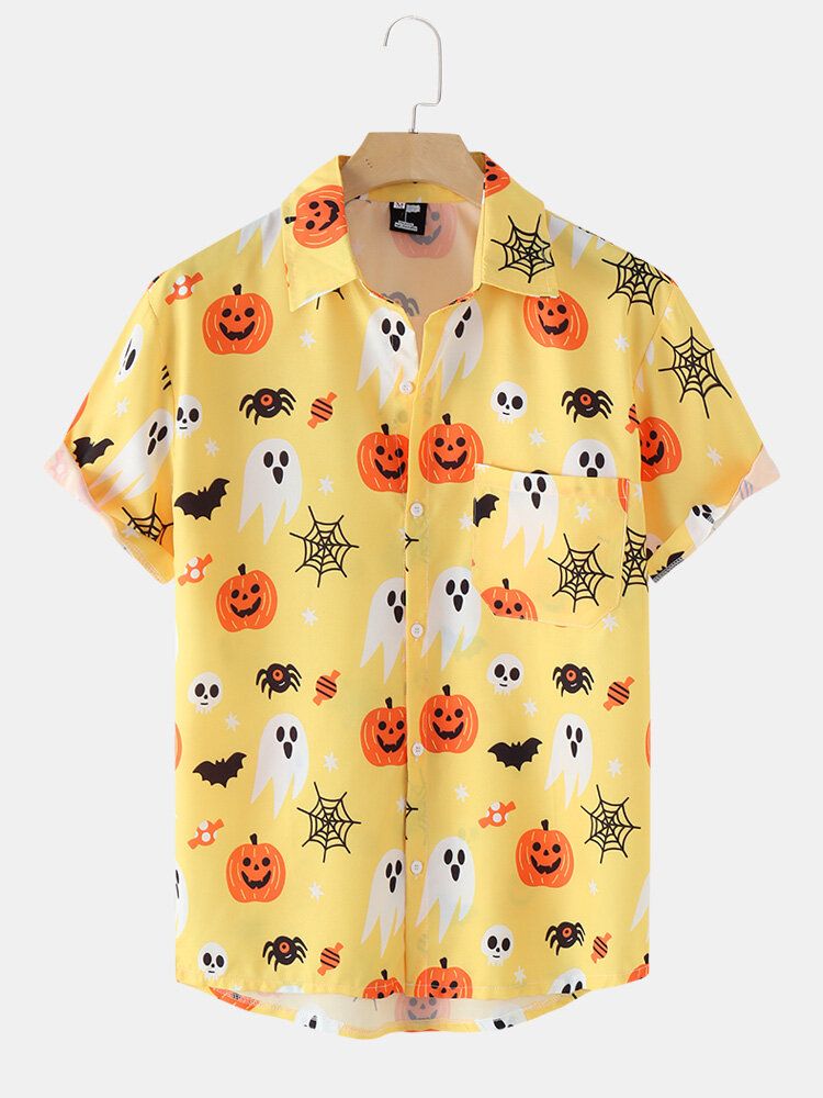 Chemise Drôle De Motif De Citrouille Fantôme D'halloween Pour Hommes