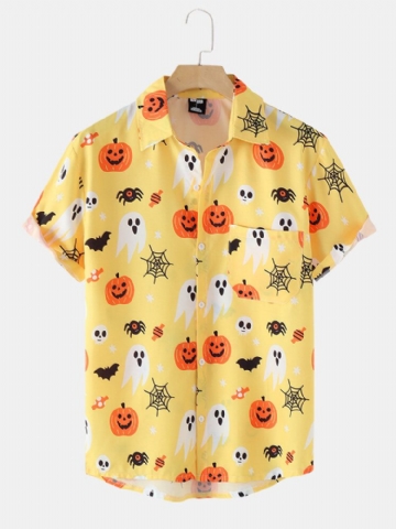 Chemise Drôle De Motif De Citrouille Fantôme D'halloween Pour Hommes