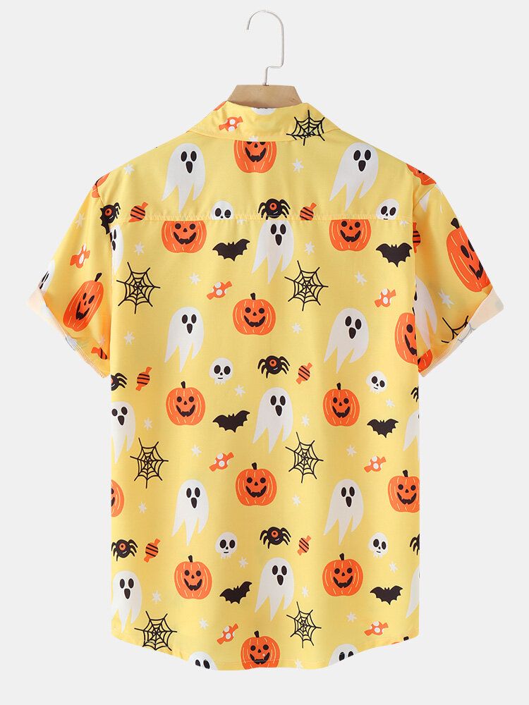 Chemise Drôle De Motif De Citrouille Fantôme D'halloween Pour Hommes