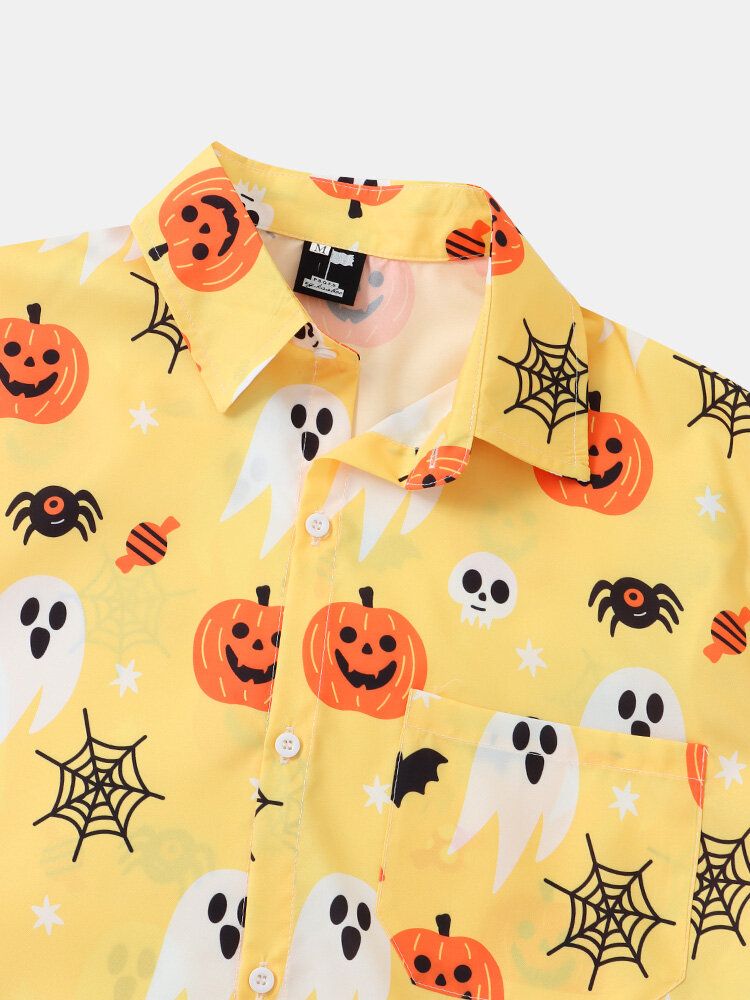 Chemise Drôle De Motif De Citrouille Fantôme D'halloween Pour Hommes