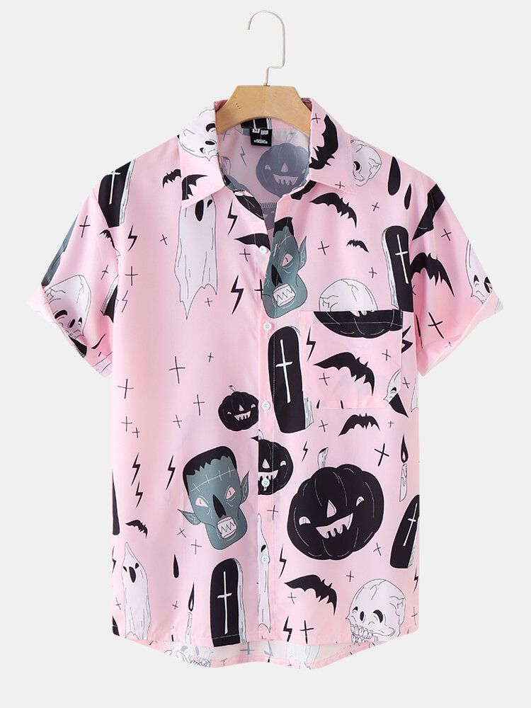 Chemise Drôle De Motif De Citrouille Fantôme D'halloween Pour Hommes