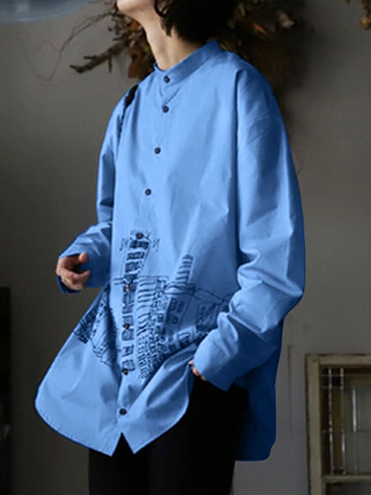 Chemise Élégante Et Décontractée À Col Montant Uni Pour Femme