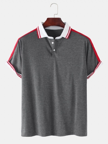 Chemise De Golf Décontractée À Manches Courtes Pour Homme Avec Bordures Côtelées Contrastées