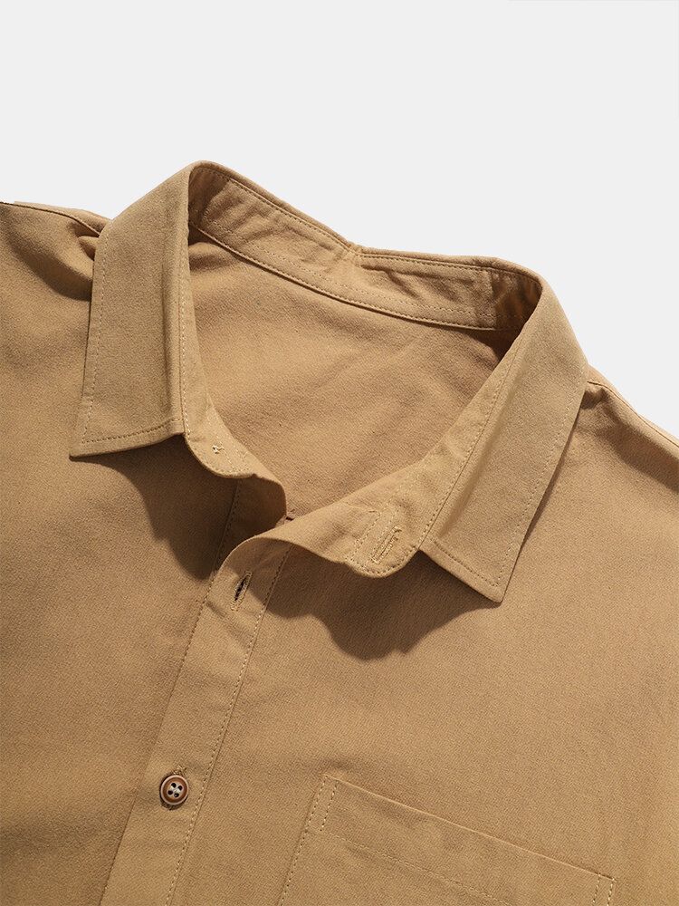 Chemise De Golf À Manches Courtes Pour Homme 100 % Coton Avec Revers De Couleur Unie