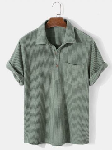 Chemise Henley À Manches Courtes Et Revers Gaufré Pour Hommes