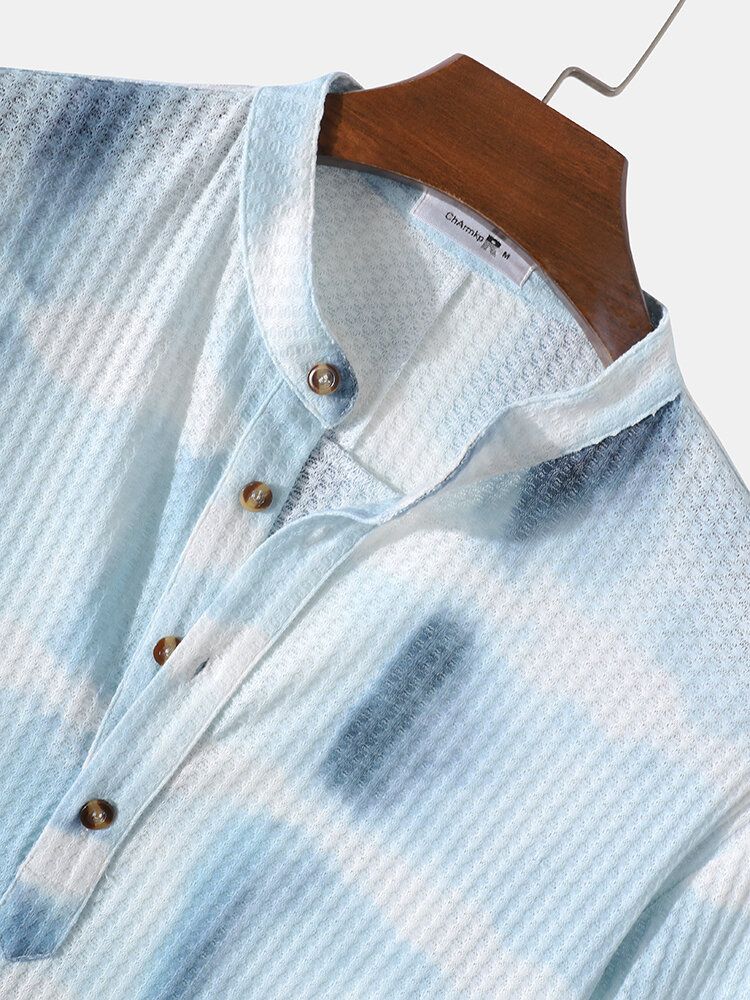 Chemise Henley À Manches Longues Et Bouton Imprimé Gaufré Pour Homme