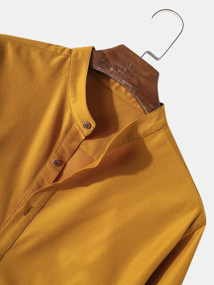 Chemise Henley À Manches Longues Pour Homme De Couleur Unie