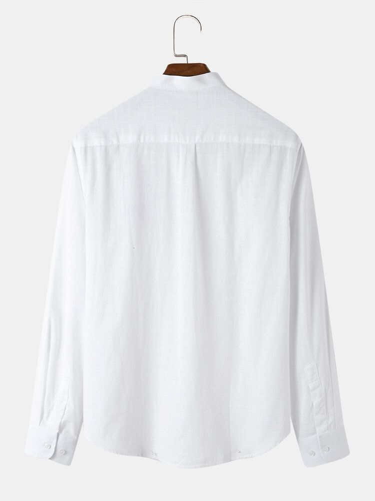 Chemise Henley À Manches Longues Imprimée À Boutons Simples Pour Hommes Avec Pattes Sur Les Manches