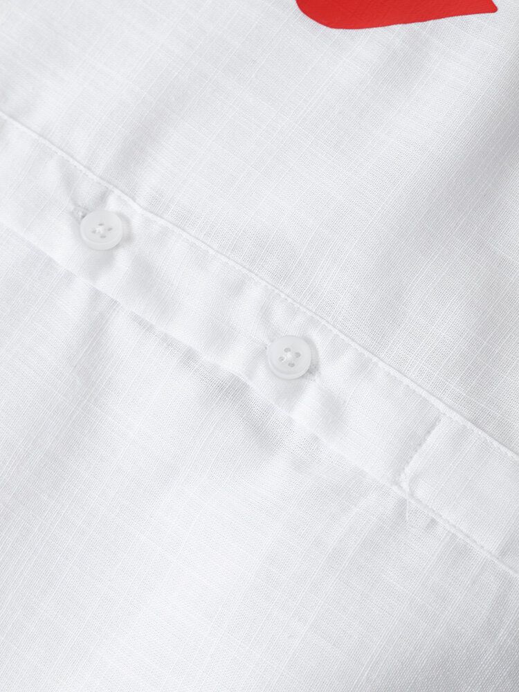 Chemise Henley À Manches Longues Imprimée À Boutons Simples Pour Hommes Avec Pattes Sur Les Manches