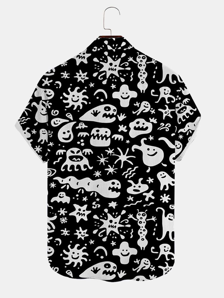 Chemise À Manches Courtes Halloween Full Prints Graffiti Ghost Pour Homme