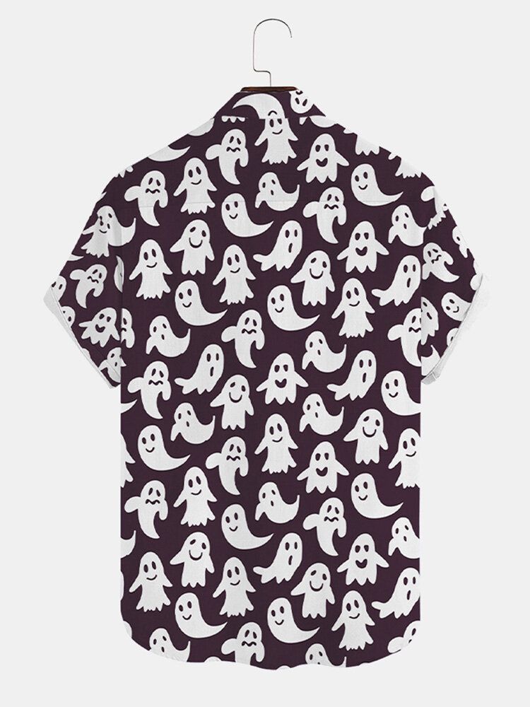 Chemise À Manches Courtes À Imprimé Petit Fantôme Pour Homme Halloween