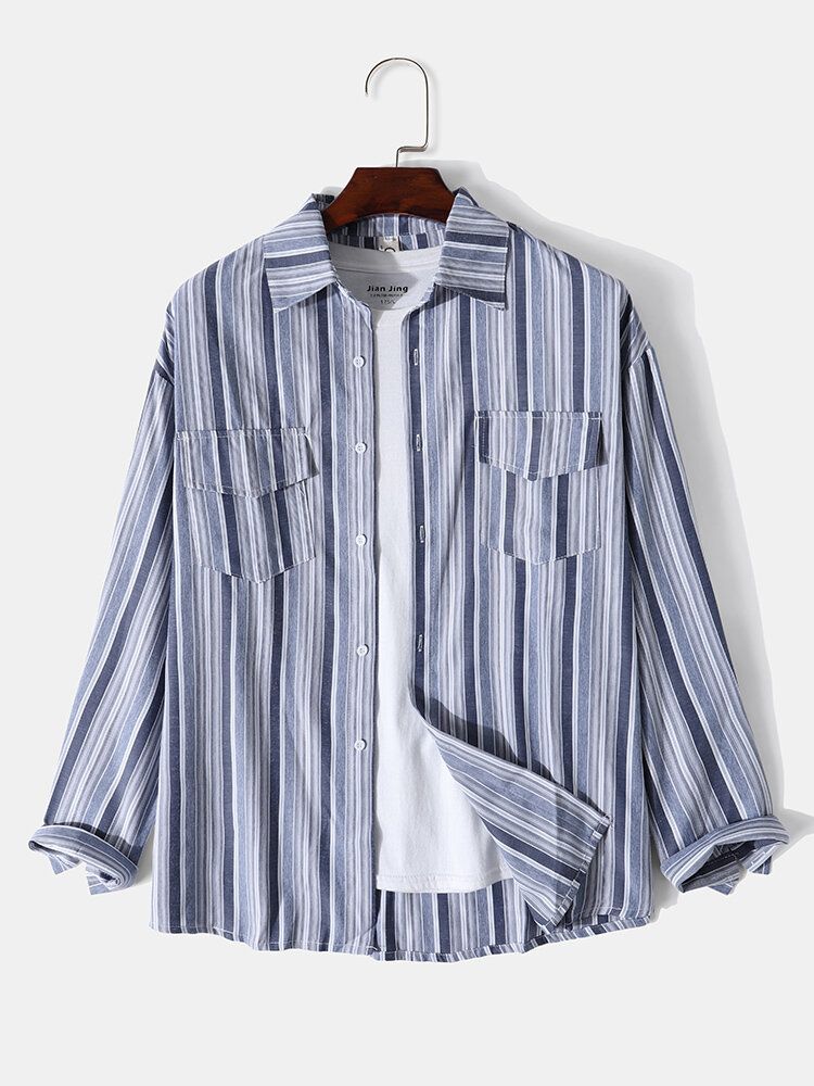 Chemise Preppy À Col Rabattu À Rayures Artsy Pour Hommes