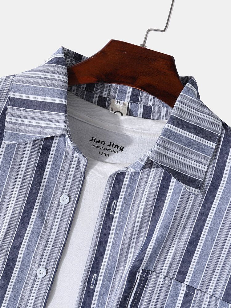 Chemise Preppy À Col Rabattu À Rayures Artsy Pour Hommes