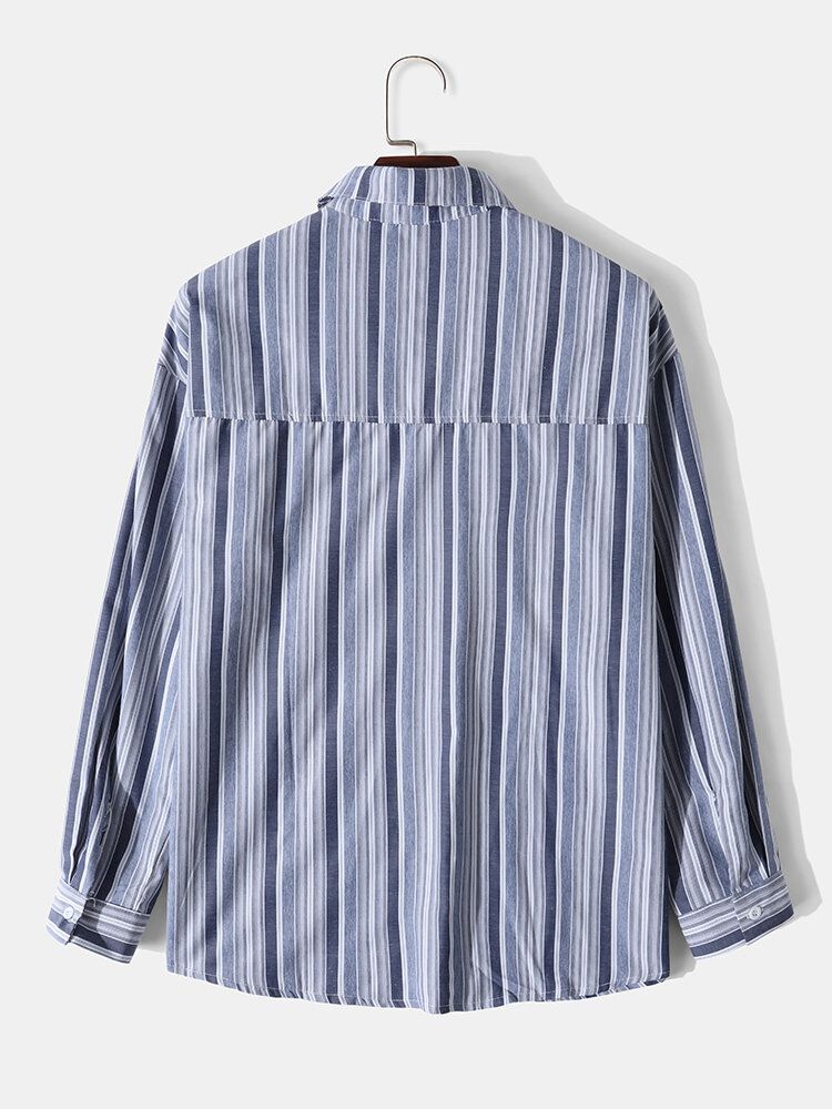 Chemise Preppy À Col Rabattu À Rayures Artsy Pour Hommes