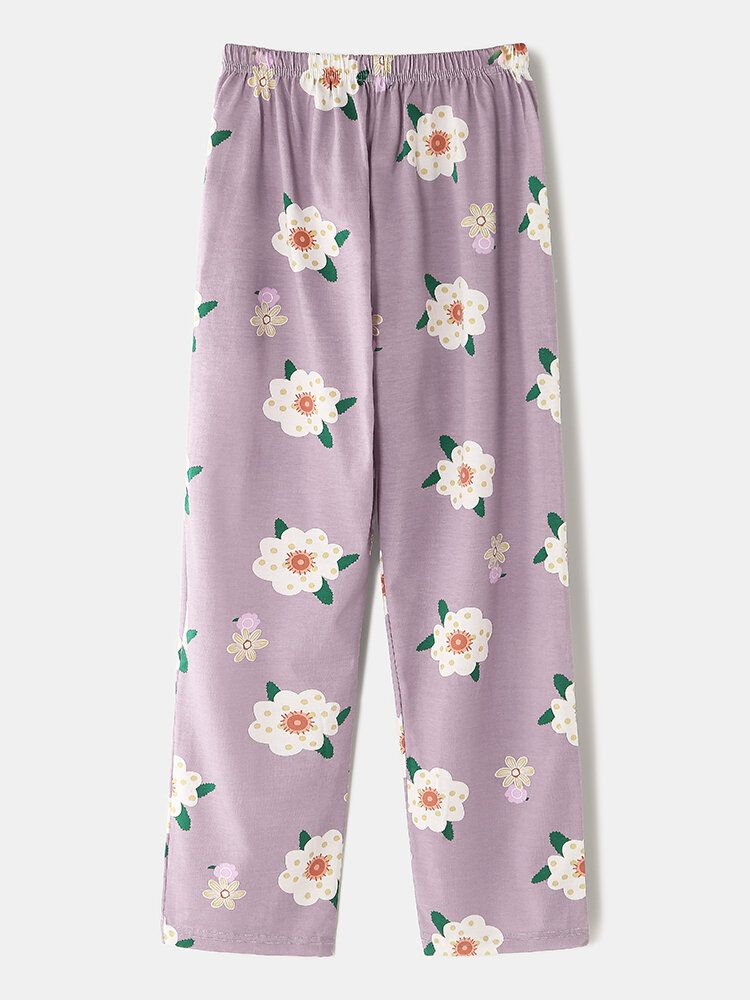 Chemise À Revers À Imprimé Floral Pour Femmes Taille Élastique Poche Pantalon Ample Maison Pyjama Ensemble Vêtements De Nuit