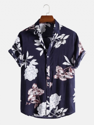 Chemises Boutonnées À Fleurs En Coton Pour Hommes