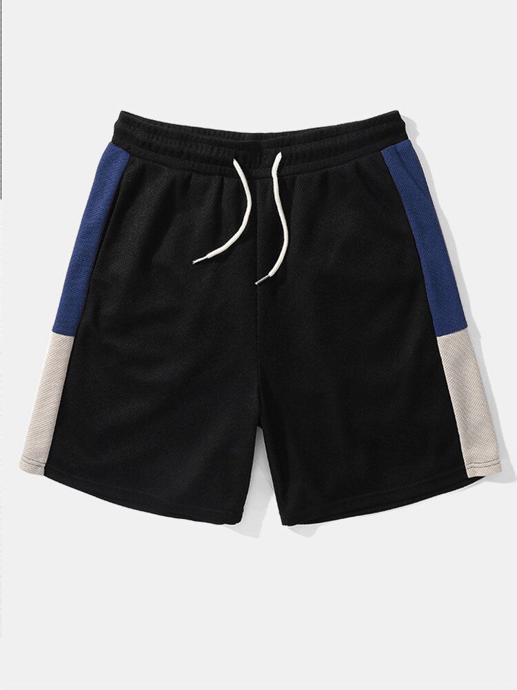 Chemises À Coutures Tricotées De Couleur Contrastante Pour Hommes Shorts Tenues Deux Pièces