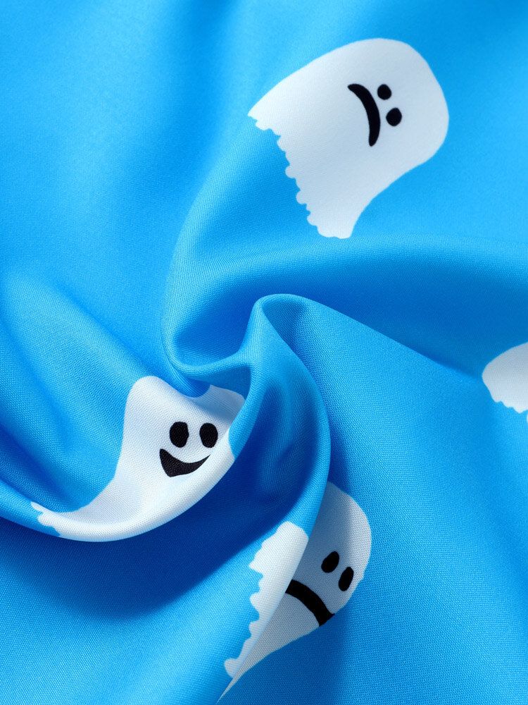 Chemises Décontractées À Manches Courtes Pour Hommes Halloween All Over Ghost Print Button