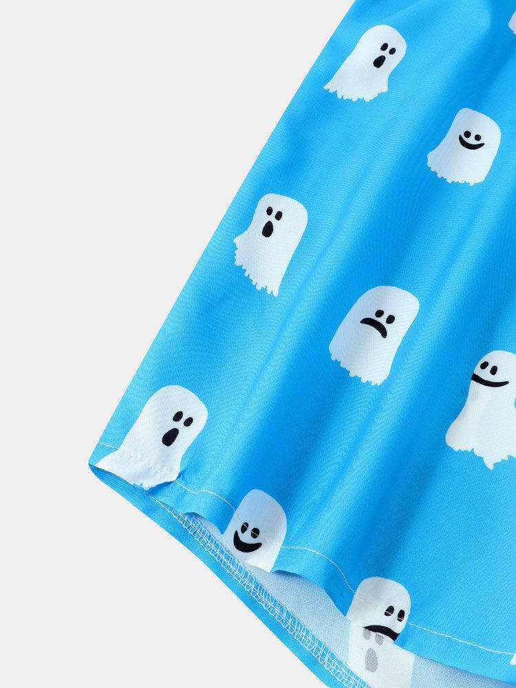 Chemises Décontractées À Manches Courtes Pour Hommes Halloween All Over Ghost Print Button