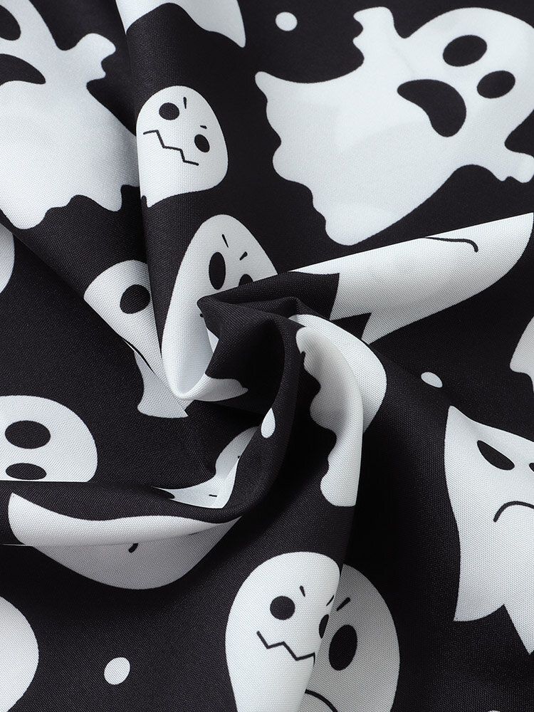 Chemises Décontractées À Poches Boutonnées Pour Hommes Halloween Allover Ghost Print