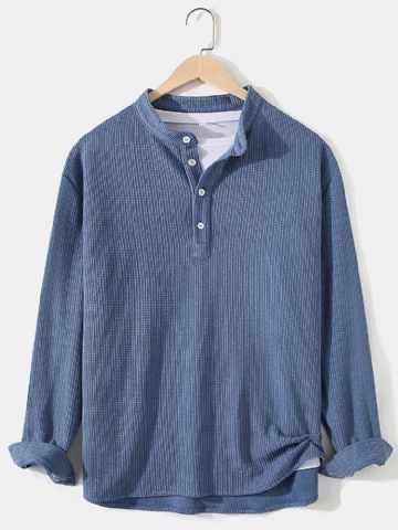 Chemises Henley À Manches Longues En Jacquard À Tricoter Pour Hommes