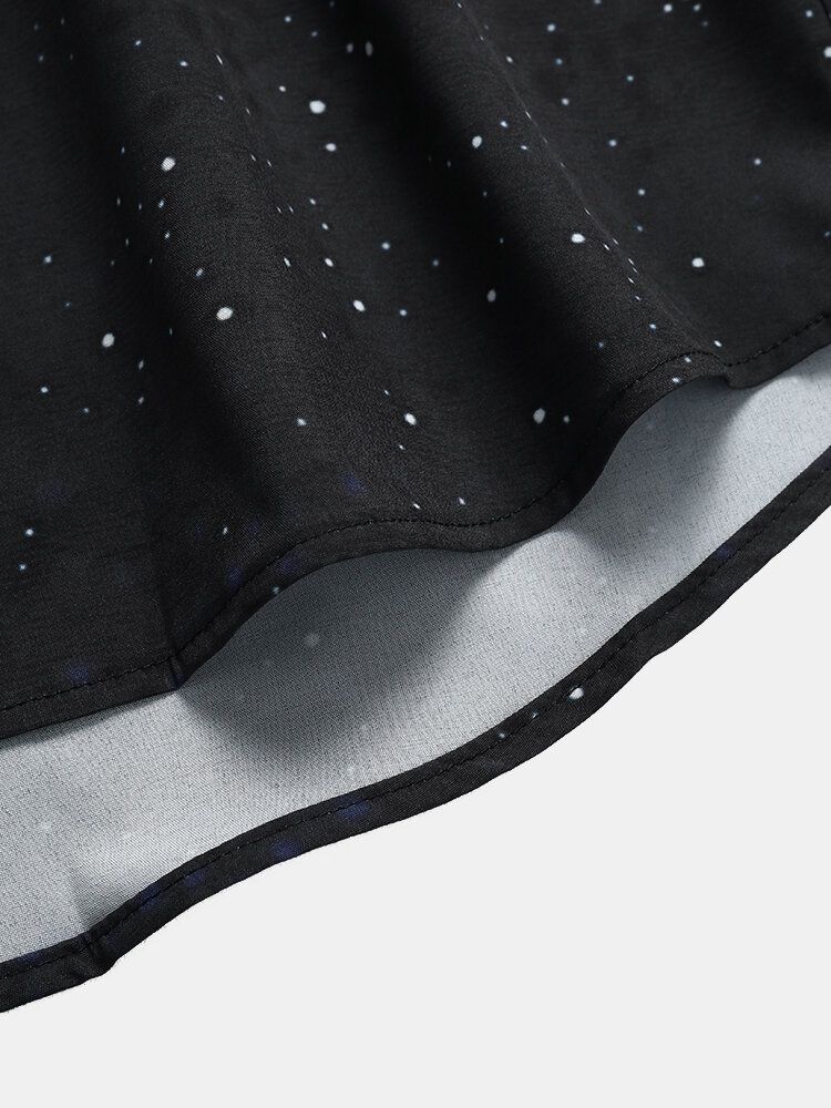 Chemises Homme Galaxy Planet Print Noir Revers