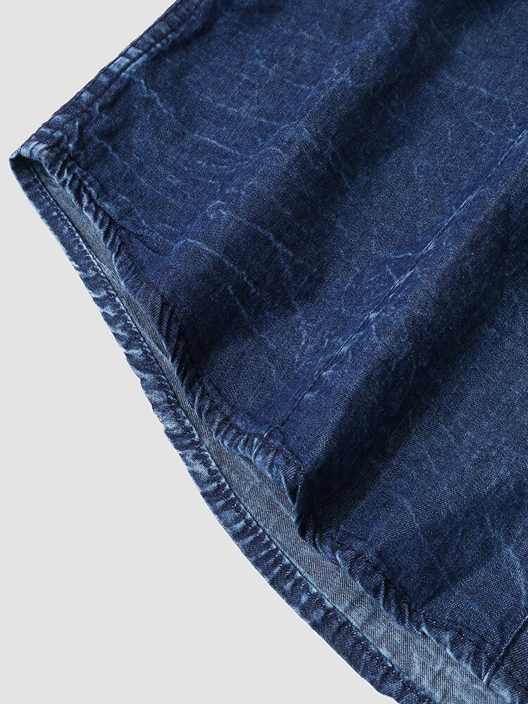 Chemises De Loisirs À Manches Courtes Avec Poche Plate En Denim Pour Hommes